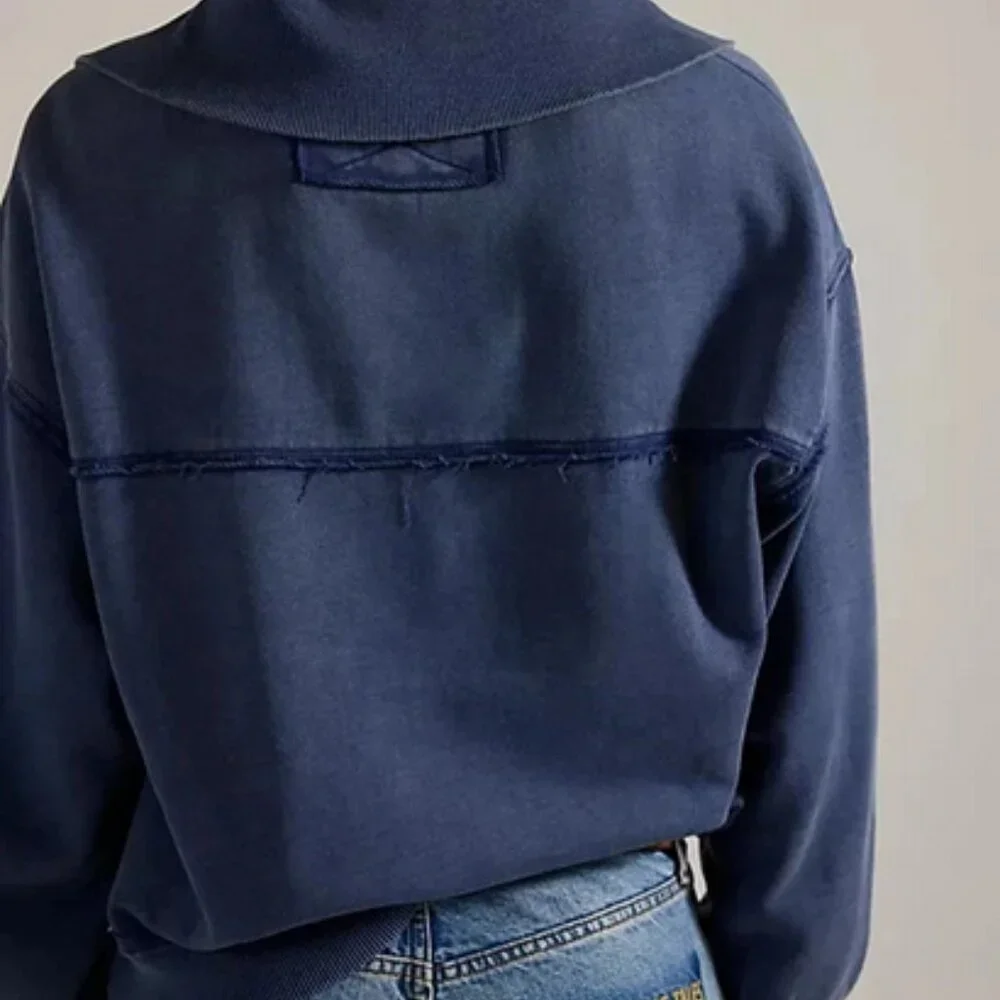 Free People Parker Half-Zip Pullover We The Free Deep Seas Ribbed Top XS